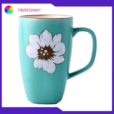 China Nordic Simple Hand Drawn Coffee Mug Large Capacity Hand Decorated Mugs for sale