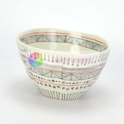 China Vintage Irregular Shape Handmade Pottery Soup Bowls Unusual Design for sale