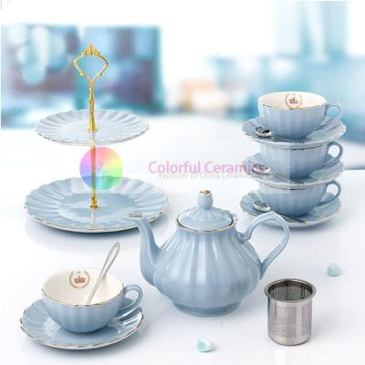 China Kitchenware Household Ceramic Dinnerware Sets Embossing With Gold Rim for sale