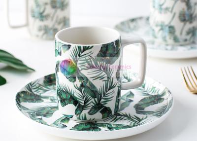 China Sistema de cerámica colorido de la taza de café de la taza y del platillo de té de la porcelana de la taza y del platillo de la botánica fresca en venta