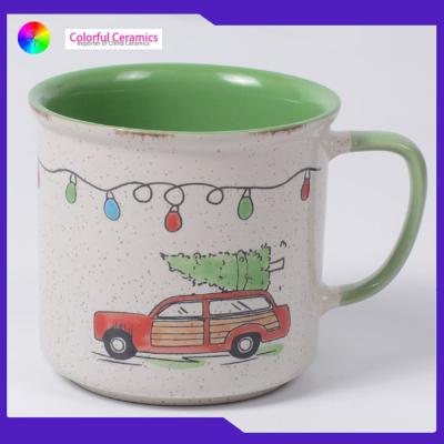 China Stone ware Coffee mug sets 550ml ceramic cups hand painted Imitation enamel mug  Can be customized for sale