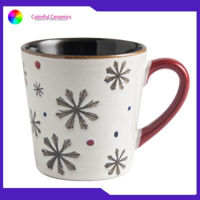 China Christmas Cup Hand Painted Ceramic Coffee Mugs Lead / Cadmium Free Customized for sale