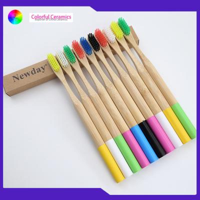 China High End Soft Bristle Bamboo Toothbrush Round Handle PMS Color Homestay Usage for sale