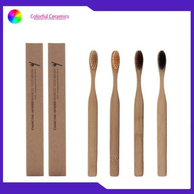 China FDA Approved Bamboo Charcoal Toothbrush Homestay Wood Soft / Medium Bristle for sale