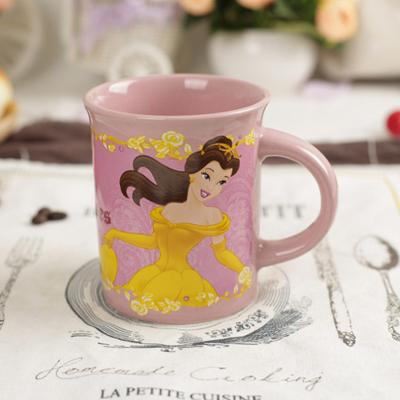 China Pink Color Large Stoneware Coffee Mugs Modern Art Eco Friendly Girl Heart Design for sale