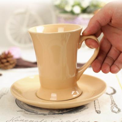 China Stoneware Material Promotional Ceramic Coffee Mugs Saucer Set Dish Heart Shaped for sale