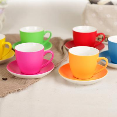 China Nordic Style Ceramic Coffee Mug Set Plate Colorful Tea Suit Disherwasher Safe for sale