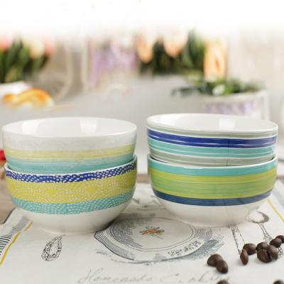 China Ceramic Tableware Strip Set Soup Bowl Mug Noodle Plate Food Contact Safe for sale