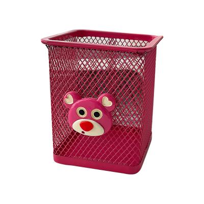 China 2023 Custom Metal Office Desktop Container Holder Cute Eco-friendly Mesh Pen Holder for sale