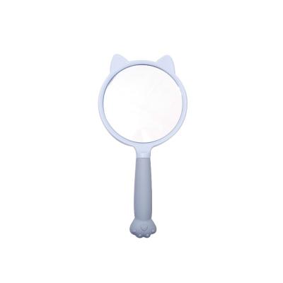 China Custom Cat Dormitory Mirror Handmade Diy HD Cute Portable Mirror Handheld Desktop Cosmetic Plastic Handle Wholesale for sale