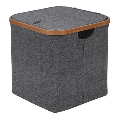 China YIKAI Contemporary Bamboo Laundry Hamper With Lid Dirty Clothes Organizer With Handles Oxford Laundry Hamper For Living Room for sale