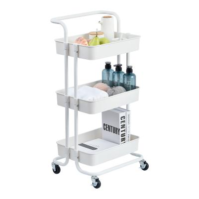 China Storage Cart 3-Tier Rolling Utility Storage Shelves Multifunctional Cart Utility Cart for sale