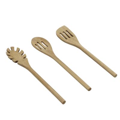 China Sustainable Kitchen Serving Spoon Notched Wooden Spoon Turner Set for sale