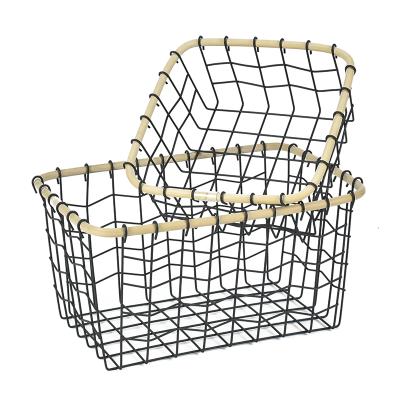 China Large Sturdiness Stocked Freezer Metal Basket Pantry Storage Bin With Handles For Kitchen for sale