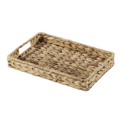 China Hand Stocked - Woven Water Hyacinth Tray Basket 3pcs Set for sale