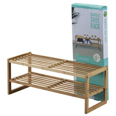 China (Other) 2 Tier Adjustable Stackable Bamboo Shoe Rack Organizer for sale