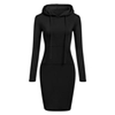 China wholesale 100%polyester women dress casual ladies long sleeve sweater sweatshirt dress for sale