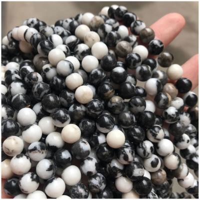 China Natural Stone 45pcs 8mm Black White Zebra Stone Beads For Jewelry Making Energy Stone Healing Power Appreciate DIY Making for sale