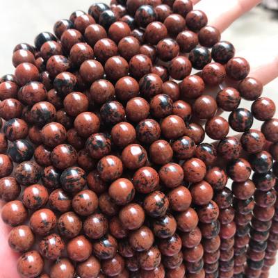 China Natural Stone Stone Beads Obsidian Mahogany Gemstone Round Loose Beads Crystal Energy Stone Healing Power For Jewelry Making DIY for sale