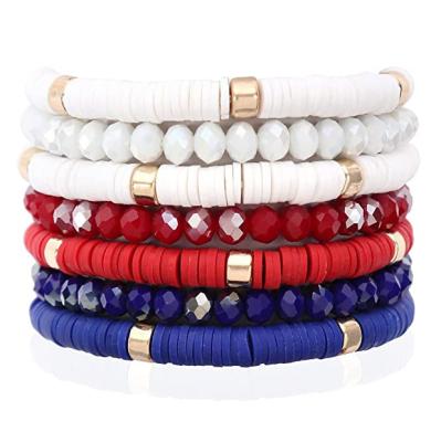 China TRENDY Bohemian Statement Multilayer Beaded Stacking Bracelets - Stretch Crystal Beads Wrap Cuff Bracelet Sparkly Slip On Set for sale