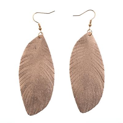 China Genuine Leather Leaf Feather Earring DIY Jewelry Genuine Leather Drop Dangle Earrings Lightweight Design for sale