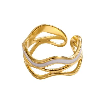 China Trendy Dripping Irregular Titanium Steel Ring Niche Stainless Steel Female Undulating Open Index Finger Ring for sale