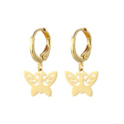 China TRENDY Europe and USA Fashion New Stainless Steel Butterfly Earrings for sale