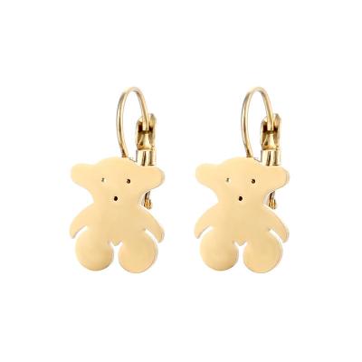 China 18K gold female single earring bear wind stainless steel TRENDY metallic fashion earrings for sale