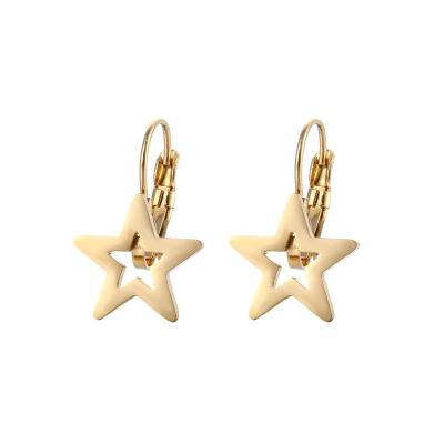 China FASHIONABLE European and American geometric five-pointed star earrings stainless steel female star earring for sale