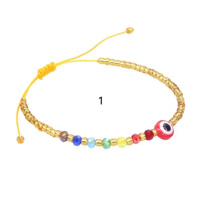 China Casual/Sport Europe and the United States Bracelet Glass Beads Explosive Copper Demon Eyes Border Adjustable Hand Woven Rope for sale