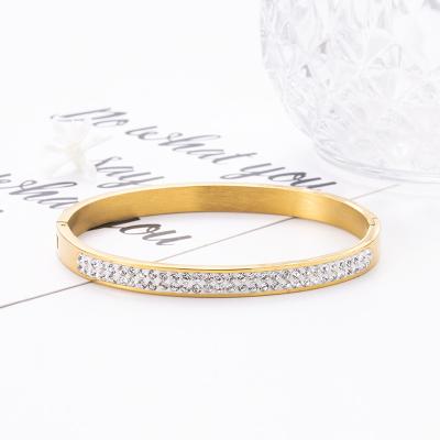 China TRENDY Fashion Three Row Drill 18K Stainless Steel Bracelet for sale