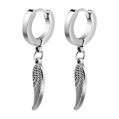 China FASHIONABLE titanium wing earbuckle fashion stainless steel earring European and American pendant wings hollowed out buckle border chamber for sale