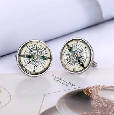 China High quality alloy cufflinks compass shape timejewel sleeve studs for sale