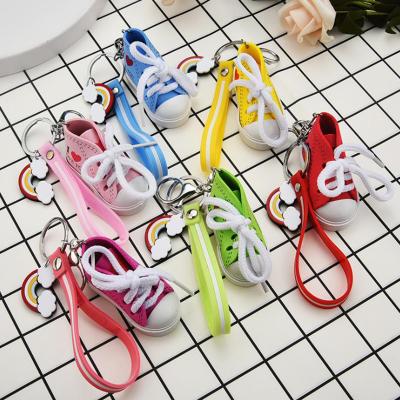 China Simple Leather Mini Canvas Shoes PVC Key Chain Rope Bag Gift Pendant for sale