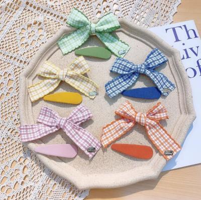 China Sweet Korean Hairpin Girl's Lovely Bow Candy Gingham Headdress for sale