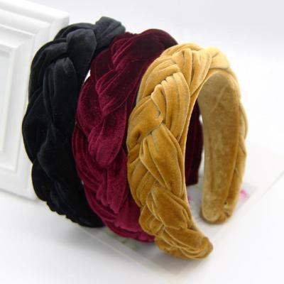 China European and American Velvet Gold Style Simple Popular Hair Band Twist Braid Headdress for sale