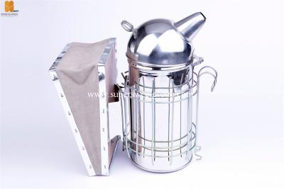 China Round Head Honey Bee Tools Stainless Steel European Manual Bee Smoker for sale