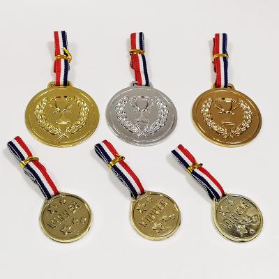 China Plastic No Professional Minimun Order Plastic Gold Plated Silver Bronze Medal With Ribbon For Kids Toys for sale