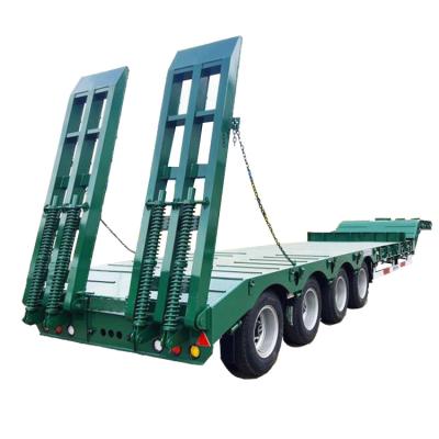 China Truck Trailer New 4 axle Tire Exposed Type Low-Bed Trailer Lowbed Trailer Transport Heavy Duty Dozer for sale