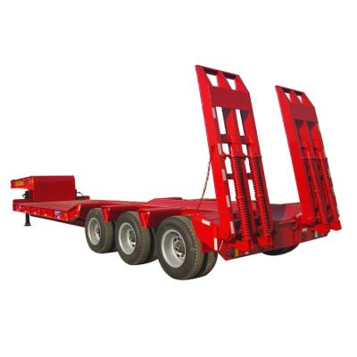 China Truck Trailer China Tri-Axle Low Loader 60 Ton 80 Ton Excavator Transport Low Bed Container Semi Trailer For Sale for sale