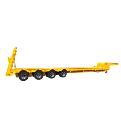 China Truck Trailer 4 Axles 80ton Transporting Heavy Duty Equipment Low Deck Lowboy Gooseneck Semi-Trailer Low Bed Semi Truck Trailer For Sale for sale