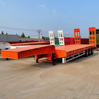 China Truck Trailer Best Quality 60 80 100 Ton Heavy Duty 3 Axle Low Bed Truck Semi Trailer Price for sale