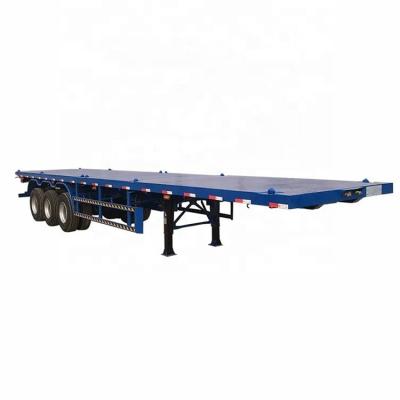 China Truck Trailer 2023 New 40 Ton Flat Deck Trailers 2 Axle 3 Axle Flatbed Container Trailer for sale