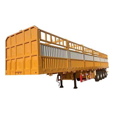 China Truck Trailer Trucks Semi-tailer 4 Axle 60T Stake Fence Cargo Semi Trailer for sale