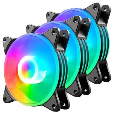 China Computer Case New Arrival RGB 120mm PC Fan Dual Aperture LED Multicolor Computer Case RGB Adjust Quiet Remote Cooler Fans For CPU for sale