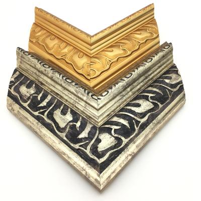 China Classic / Customized Shape Polystyrene Mirror Frames Plastic Gold Picture Frame Molding for sale