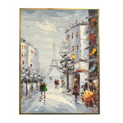 China Customized Abstract Paris Street View Oil Painting Canvas Items Wall Art Painting 50x70 60x80CM for sale