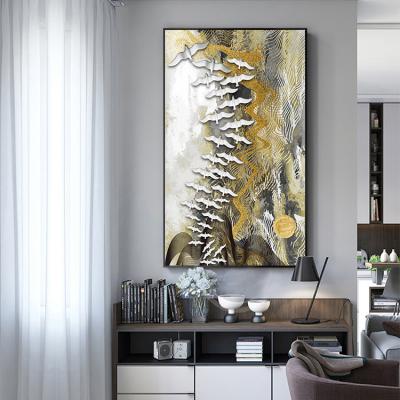 China Abstract Modern Wanderer Framed Handmade Gold Abstract Wall Art Canvas Oil Painting For Home Decoration for sale