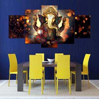 China Waterproof+ECO-Friendly Cheap Price Hindu Gods Digital Canvas Painting 5 Panels Framed For Home Decoration for sale