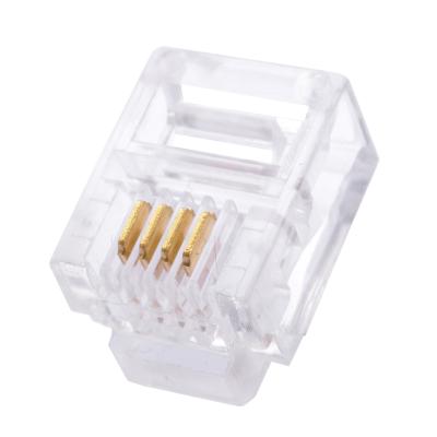 China High Quality Telephone Gold Plated Telephone RJ11 Head Cat3 Crystal Telephone Plugs 6P4C Modular Connector for sale